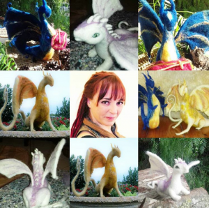 mother of dragons, dragões lã mágica feltrada,escultura de lã com agulha, feltragem artesanal e artística, feltr'arte by filipa
